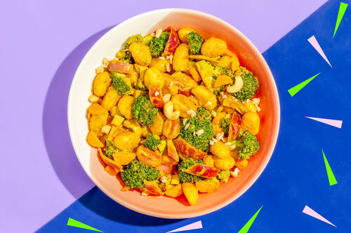 Vegan korma curry met gnocchi