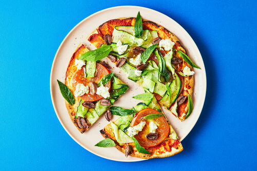 Zucchini and Goat Cheese Pizzas