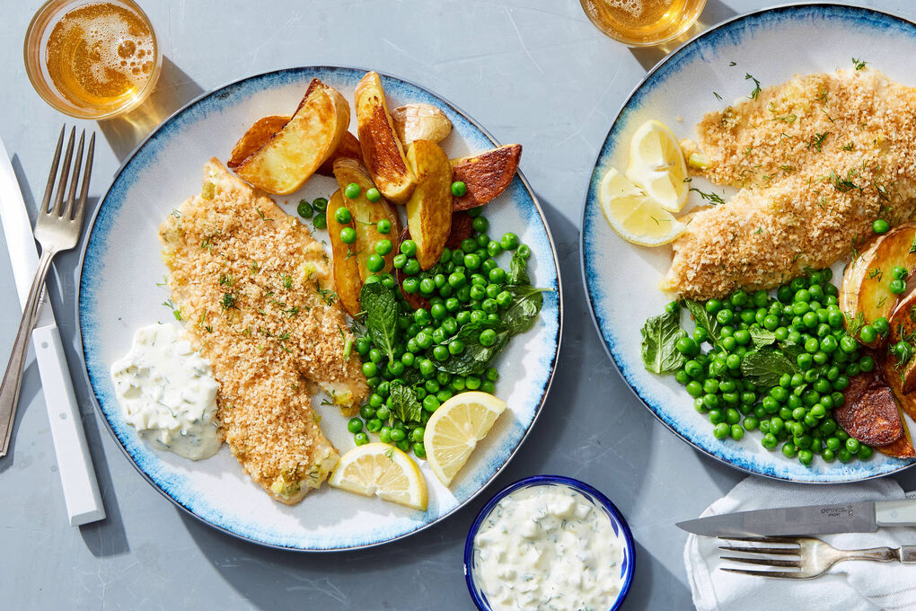 Baked Fish And Chips - Homemade In Kitchen