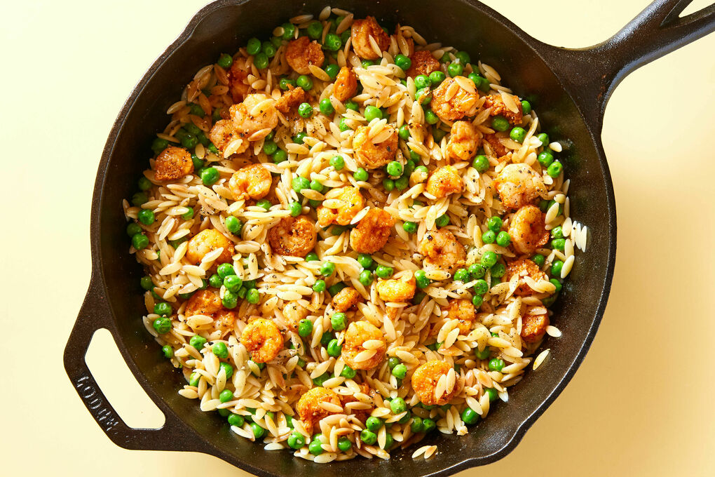 One Skillet Shrimp Orzo Recipe - Recipe Hippie