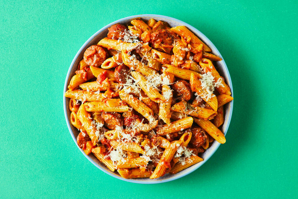 One-Pot Smoky Chorizo Pasta with Mixed Veggies and Parmesan | Dinnerly