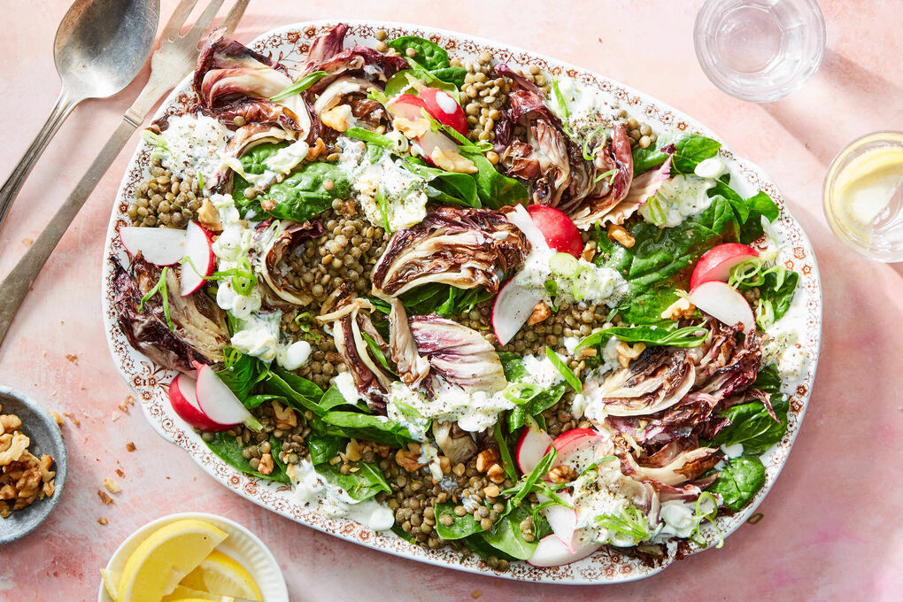 French Green Lentil Salad with Bitter Greens & Tarragon Vinaigrette French Green Lentil Salad with Bitter Greens & Tarragon Vinaigrette