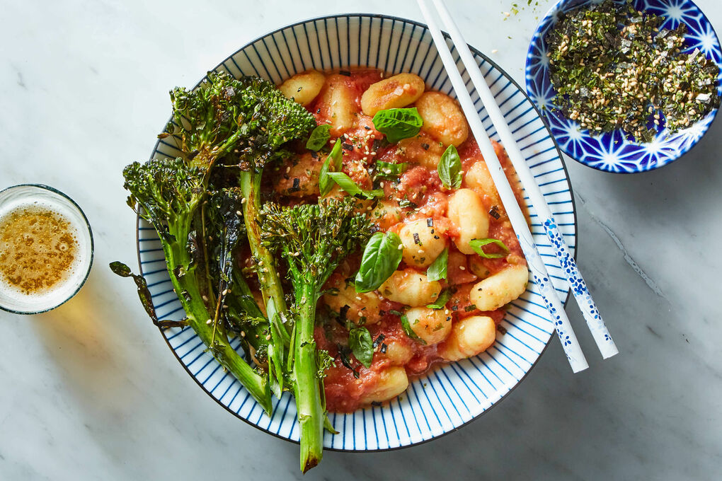 Japanese Breakfast Skillet with Warm Tomato, Ginger and Miso Sauce