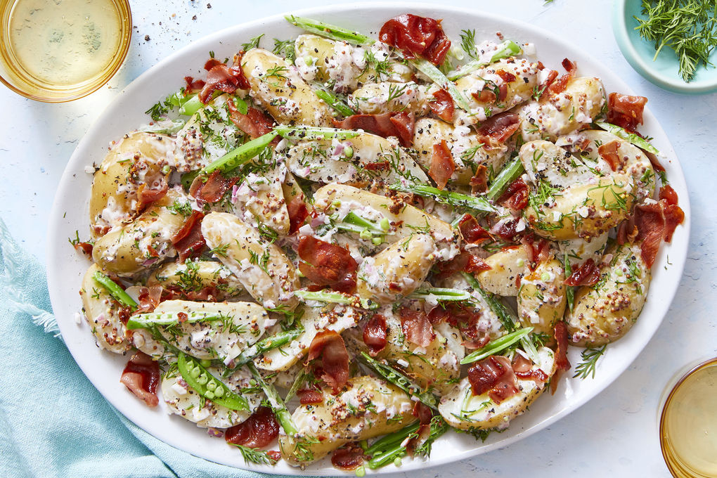 Family-Style Side: Fingerling Potato Salad with Prosciutto, Snap Peas & Creamy Dressing | Marley Spoon