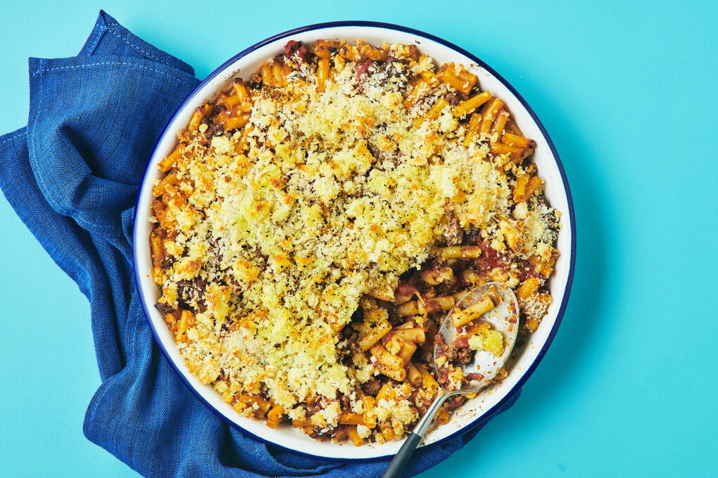 Beef Bolognese Pasta Bake with Crunchy Feta Topping | Dinnerly