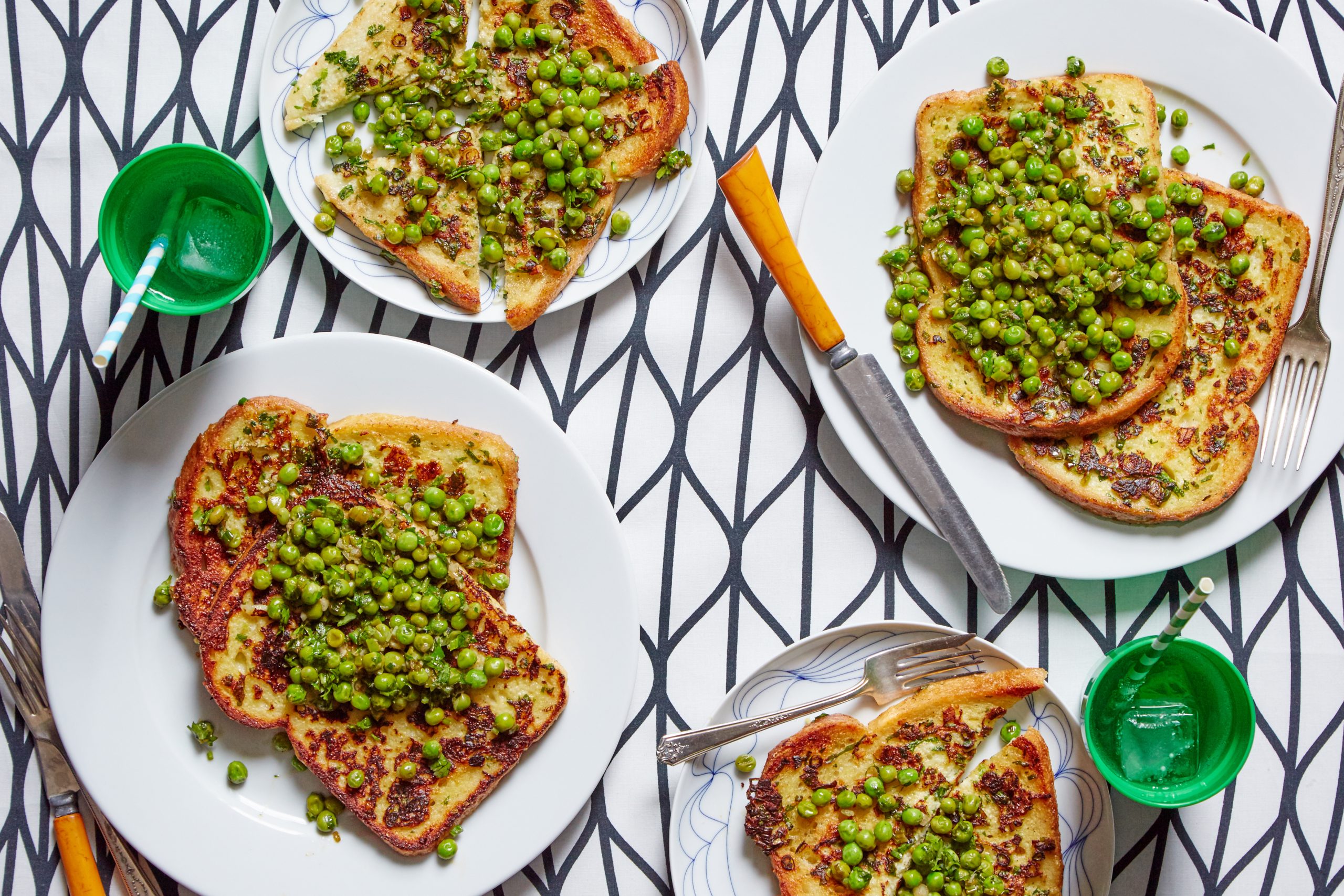 French toast with curried peas