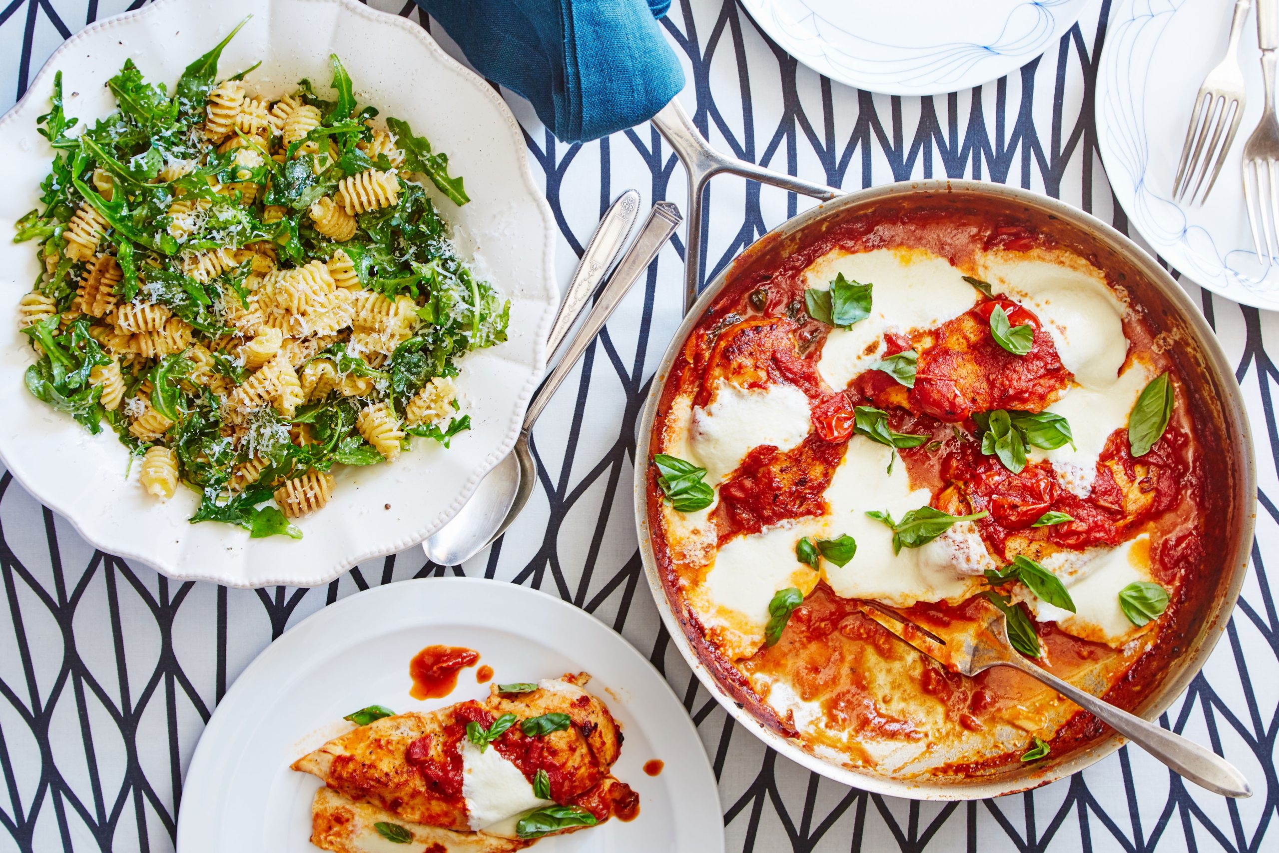 baked chicken margherita with arugula pasta - Marley Spoon