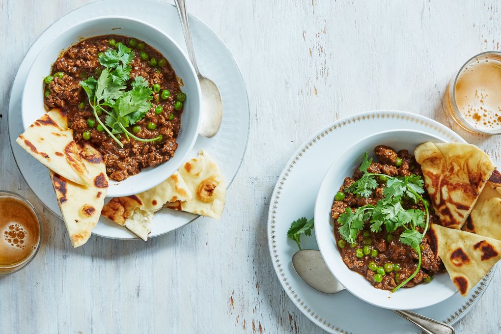 Indian Beef Curry with Peas & Buttery Naan