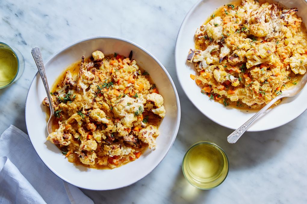 Lentil & Cauliflower Soup with Cheesy Topping