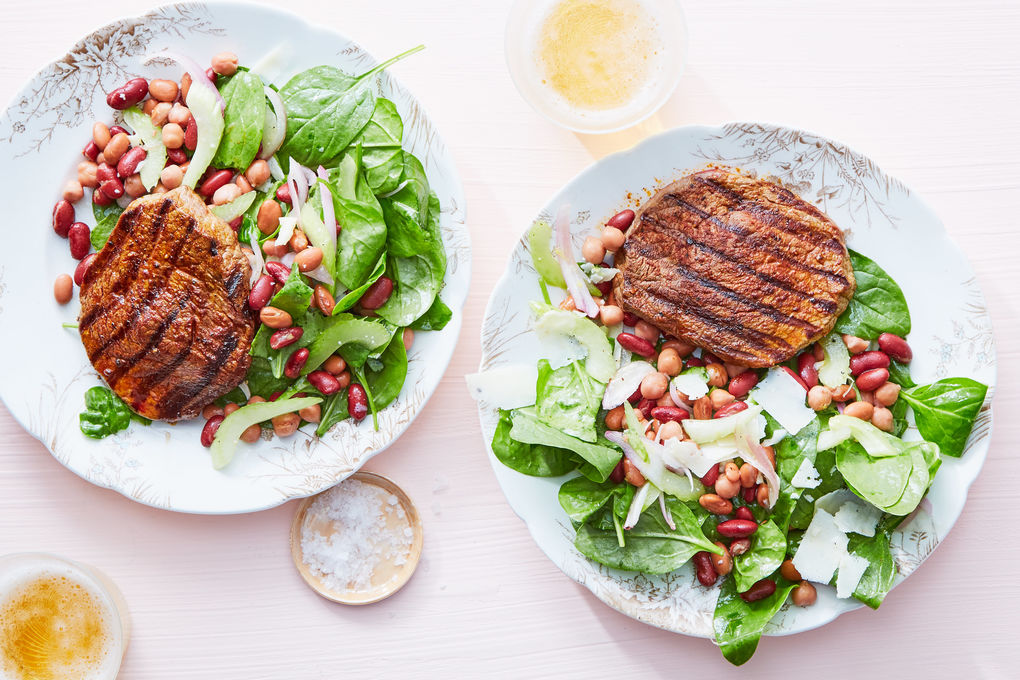 Smoky Spice-Rubbed Steak with Mixed Bean-Spinach Salad