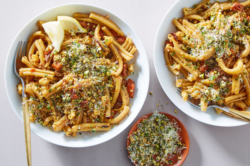 Pan Roasted Carrot Pasta with Parsley & Pistachios