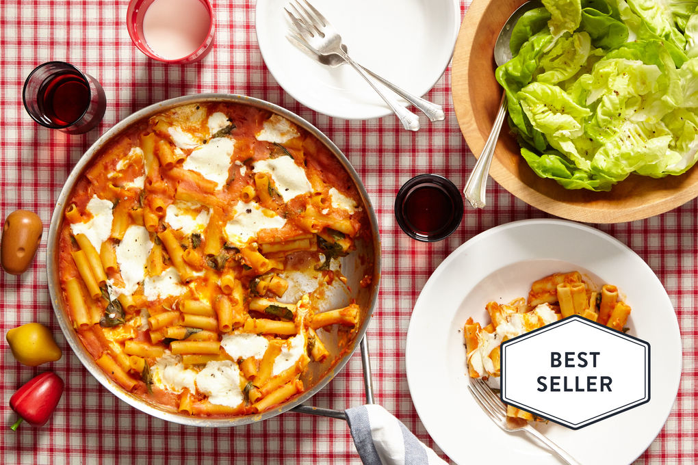 Baked Pumpkin Pasta with Lettuce Salad