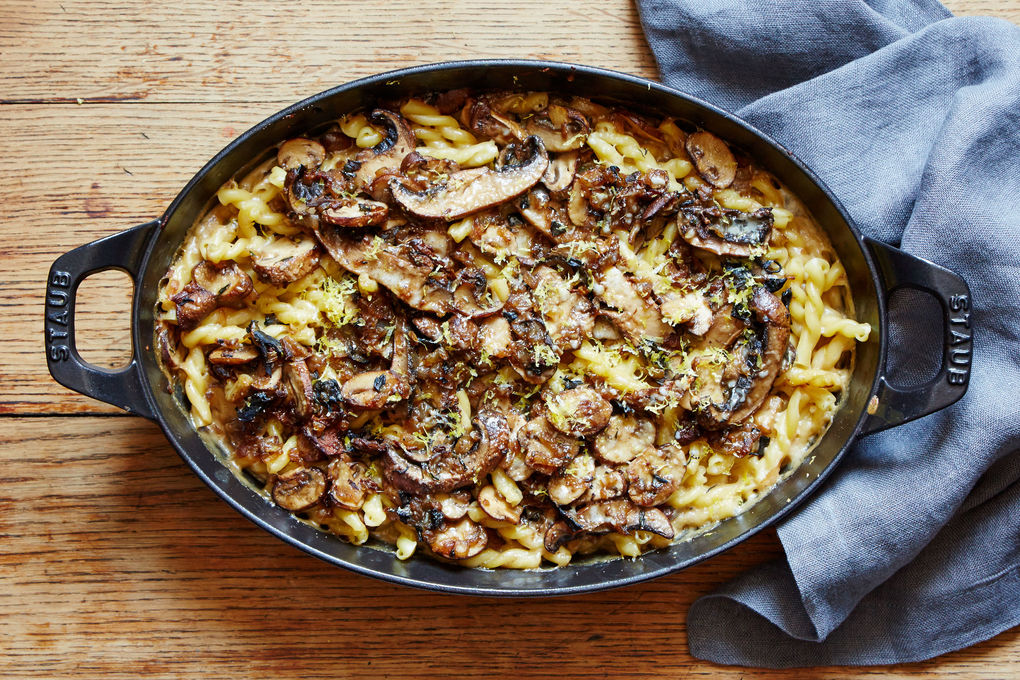 Baked Mushroom Pasta with Parmesan and Thyme