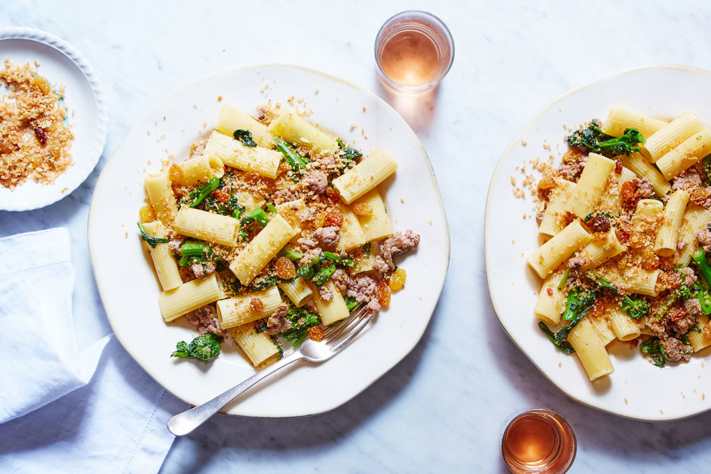 Broccoli Rabe & Sausage Pasta with Raisins and Breadcrumbs