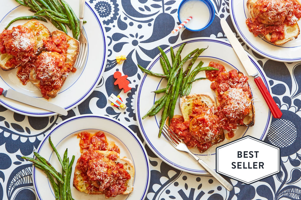 Giant Turkey Meatballs with Charred Green Beans