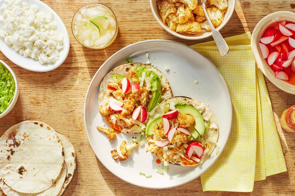 Cauliflower tacos with pickled radishes