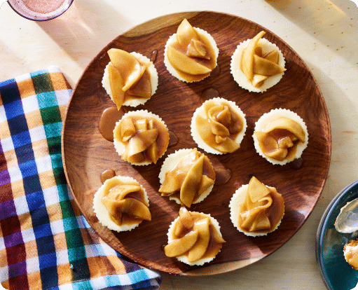 Mini White Chocolate Cheesecakes with Spiced Apple Pie Compote