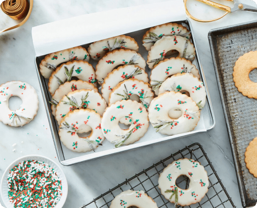 Sugar Cookie Wreaths with Candied Rosemary