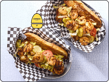 Express Recipe! Blackened Shrimp Po'boys with Lettuce, Tomato & Pickles